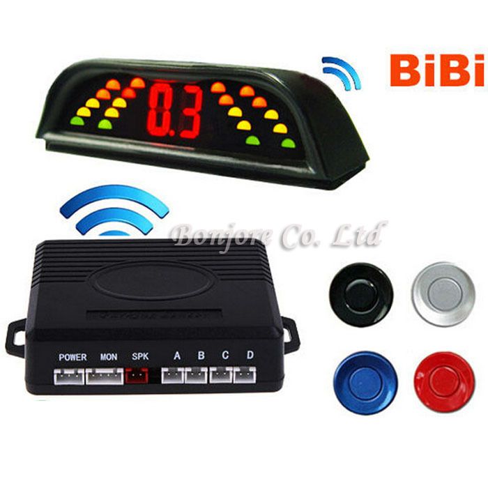 Беспроводной парковочный радар 2.4 ГГц с 4 Датчиками 7 Цветов + Sound Alarm BIBIBI